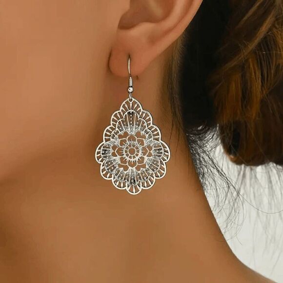 Boho Filigree Dangle Earrings - Picture 2 of 5